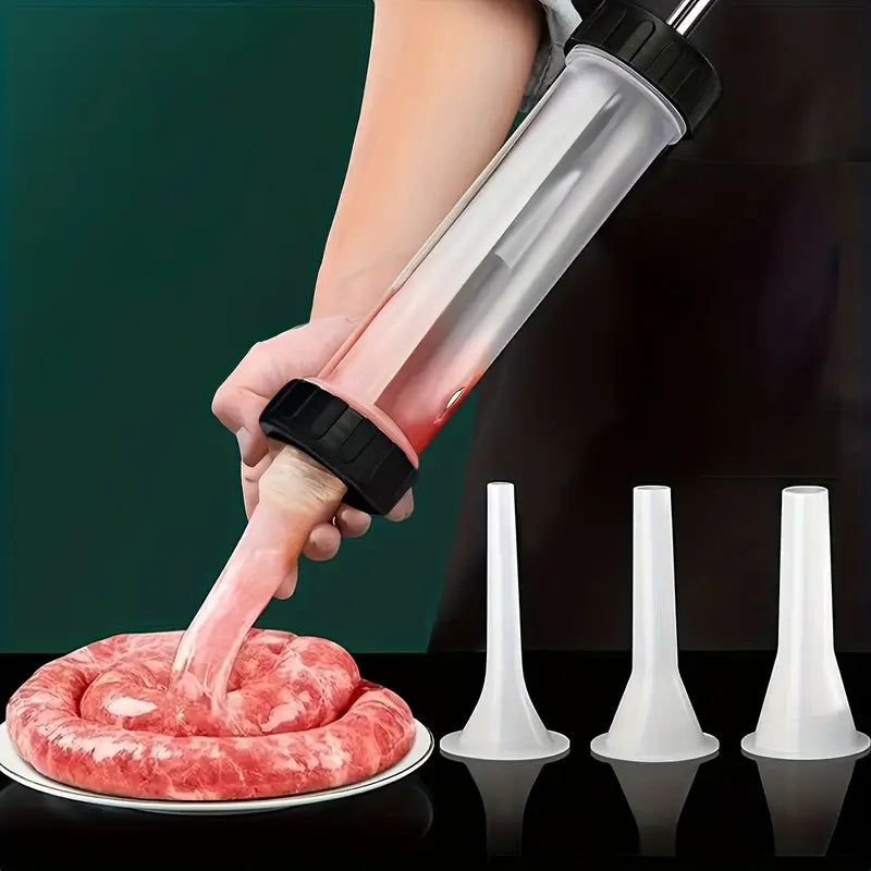 Manual Sausage Maker with 3 Stuffing Nozzles